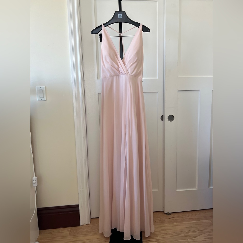 Jenny Yoo Bryce Surplice Bridesmaid Dress In Soft Blush